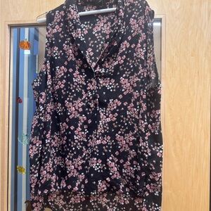 Torrid Black and Pink Floral Blouse